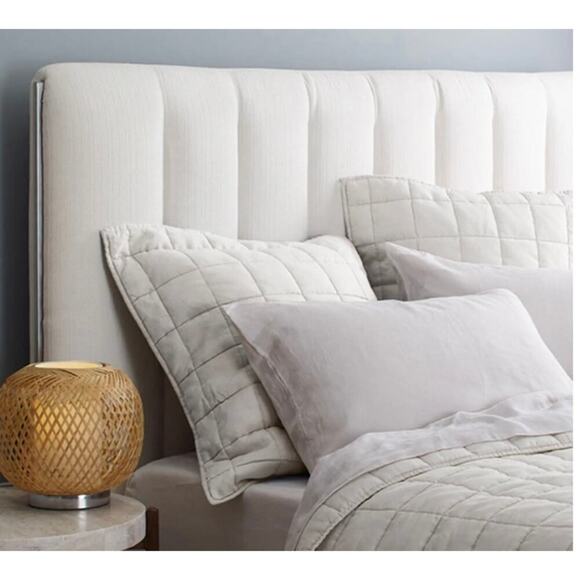 Quince European Linen Quilted Box Euro 20"X 20" Sham Sand NWOT #39 - Picture 2 of 3